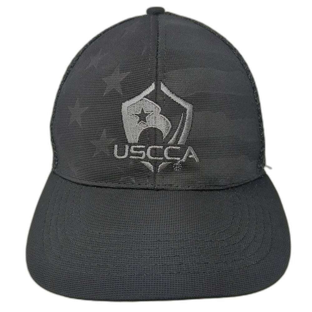USCCA Black Trucker Hat One Size American Flag Mesh Snapback Logo Eagle Shield
